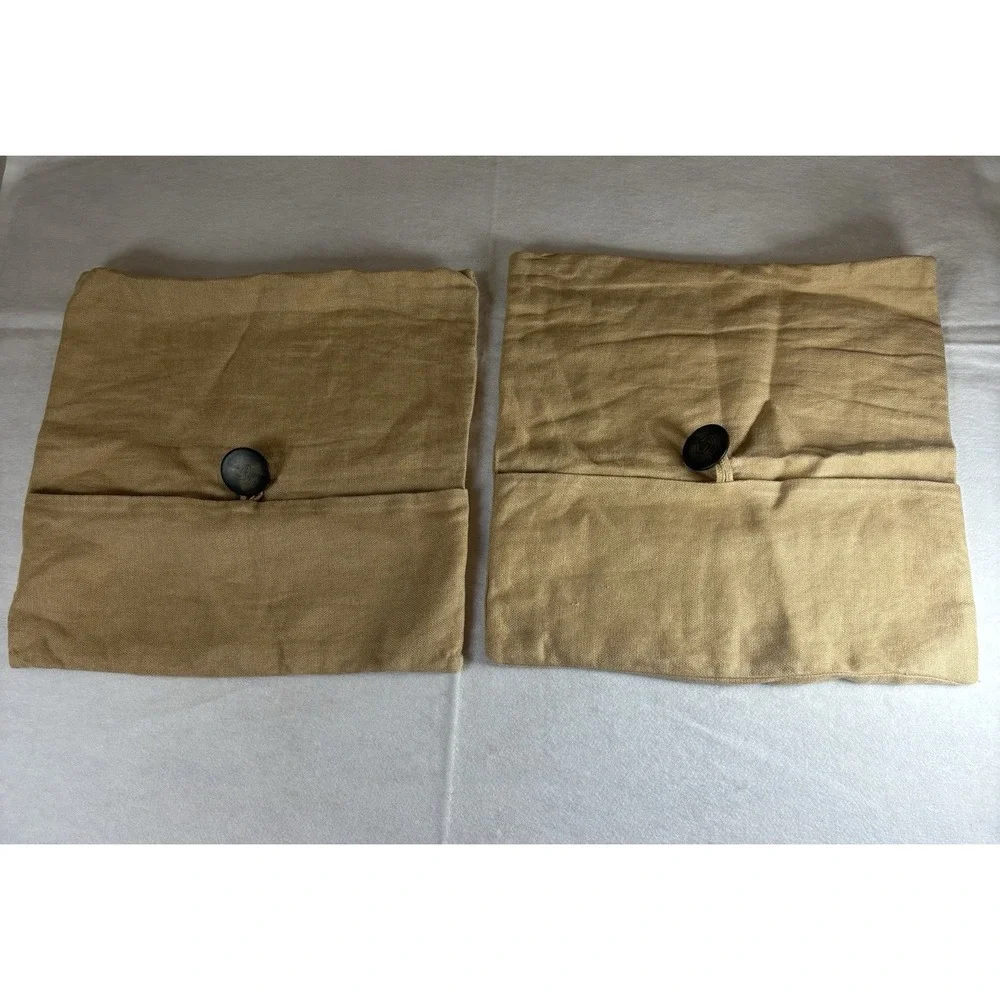 Pottery Barn Beige Linen Large Button‎ Envelope PillowCovers 18